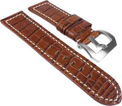 Produktbild von Ersatzband Uhrenarmband Leder Band Hellbraun, Stegbreite:24mm