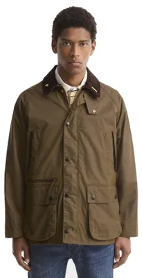Produktbild von Barbour Wachsjacke, Braun, normale Passform, halblang, mit Reißverschluss und Knöpfen, ohne Kapuze