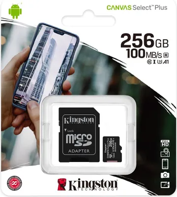 Obrázok produktu pre Kingston Technology Canvas Select Plus, 256 GB, MicroSDXC, Trieda 10, UHS-I, 100 MB/s, 85 MB/s