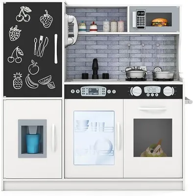 Imagen del producto de Cocina de madera para niños, cocina de juguete con accesorios, cocina para muñecas
