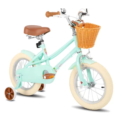 Produktbild von STITCH 12/14/16/18/20 Mädchenfahrrad für 2-13 Jahre alte Kinder, 12" 14" 16" Kinderfahrrad mit Stützrädern & Korb, Kotflügel 20 Zoll mit Ständer, Grün