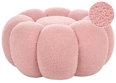 Obrázek produktu pro BELIANI Taburet růžový buklé čalounění 60 x 60 x 27 cm kulatý puf podnožka moderní styl obývací pokoj ložnice
