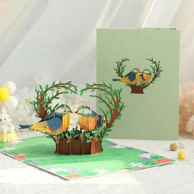 Image de carte de voeux pop-up 3D pour la Saint-Valentin - Yeux bleus amoureux