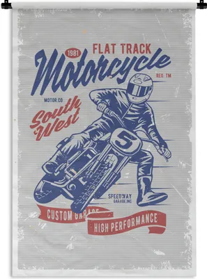 Produktbild von MuchoWow® Wandteppich Wandbehang Mancave - Motor - Männer - Retro 60x90 cm Tapisserie Dekoration Wandtuch - Foto-Teppich - Abwaschbar