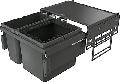 Image de NABER COX® BASE 360 R/600-2 Trieur de déchets en ANTHRACITE 45 (1x29+1x16) litres de volume / à partir d'une largeur d'armoire de 60 cm