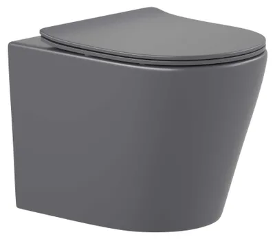 Produktbild von Wand-WC Set Nakia Tiefspüler ohne Spülrand kurz dunkelgrau matt mit WC-Sitz 1281410