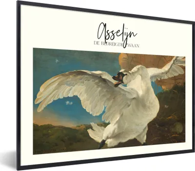 Produktbild von MuchoWow® Gerahmtes Poster Gemälde - Der gefährdete Schwan - Asselijn 80x60 cm - Poster mit Schwarzem Bilderrahmen Wandposter Rahmen Foto Bilder - Schwarzem - Mit Gestell