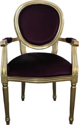 Produktbild von Casa Padrino Barock Esszimmer Stuhl mit Armlehne Lila / Gold - Designer Stuhl - Luxus Qualität