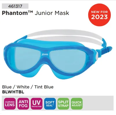 Produktbild von ZOGGS Phantom Kinder Schwimmbrille, Blau, UV-Schutz, Anti-Beschlag, verstellbare Nasenbrücke, bequemes Silikon.