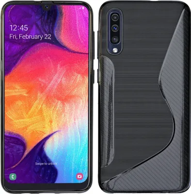 Produktbild von cofi1453® S-Line Hülle Bumper kompatibel mit Samsung Galaxy A50 A505F Silikonhülle Stoßfest Handyhülle TPU Case Cover Schwarz