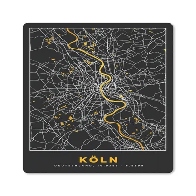 Produktbild von MuchoWow® Mauspad Mousepad Köln - Gold - Karte - Deutschland 20x20 cm - Mousepads - Maus Mat - Pad - Mausunterlage - Desk Mat - Bureauartikeln