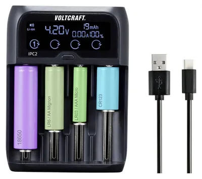 Produktbild von VOLTCRAFT IPC-2 Rundzellen-Ladegerät NiMH, NiCd, LiIon, LiFePO Mini (AAAA), Micro (AAA), Mignon (AA), Baby (C), Sub-C,