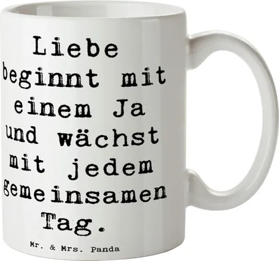 Produktbild von Mr. & Mrs. Panda Tasse Spruch Hochzeit Liebe - Weiß - Geschenk, Kaffeebecher, Trinkbecher, romantisch, Heirat, Hochzeitstag, Kaffeepott, Design, Teetasse, ewige, Heiraten