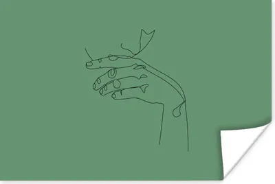Produktbild von MuchoWow® Poster Hand - Gesicht - Strichzeichnung 180x120 cm - Fotoplakat