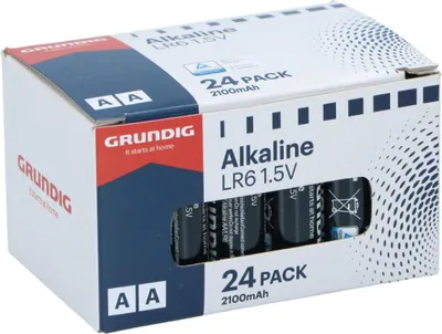 Produktbild von Grundig Batterien AA – Alkaline Batterien 1,2V 2100mAh – 24 Stück Batterien AA für Fernbedienungen, Spielzeug, Wanduhren – Nicht Wiederaufladbar