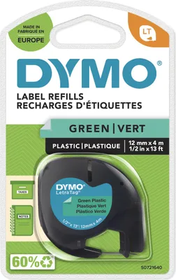 Zdjęcie produktu dla Taśma Dymo Letratag plastikowa zielona 12 mm x 4 m