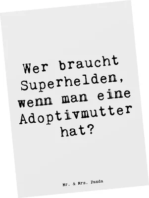 Produktbild von Mr. & Mrs. Panda Postkarte Spruch Adoptivmutter Heldin - Weiß - Geschenk, Weihnachten, herzerwärmende Sprüche, bildkarte, Freude, Adoption, Familienliebe, Ansichtskarten