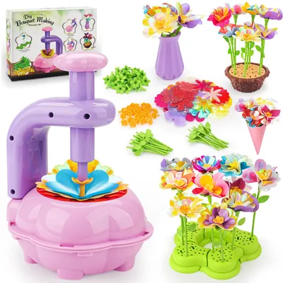 Productafbeelding van Knutselset voor kinderen vanaf 4 jaar, doe-het-zelf meisjesspeelgoed met bloemenmachine