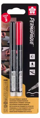 Produktbild von Permapaque Marker mit feiner Spitze, Schwarz + Rot, Sakura