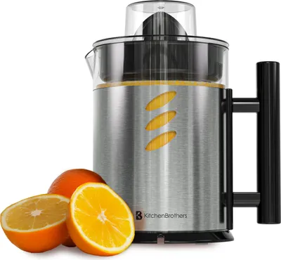 Produktbild von KitchenBrothers Zitruspresse - Manuell - Orangenpresse und Zitronenpresse - Mit Ausguss und Griff - 1L - Edelstahl