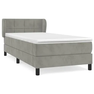 Obrázek produktu pro vidaXL Postel Boxspring s matrací Light Grey 90x190 cm Velvet