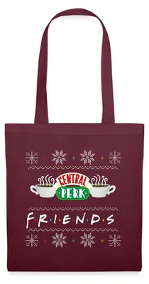Produktbild von Spreadshirt Friends X-Mas Central Perk Stoffbeutel, One size, Burgunderrot