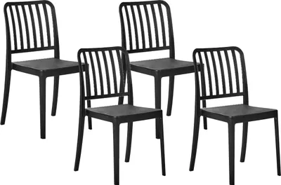 Produktbild von BELIANI Gartenstühle im 4er Set Schwarz aus Kunststoff Balkon Terrasse Gartenzubehör Indoormöbel Outdoormöbel Plastikstühle Modern