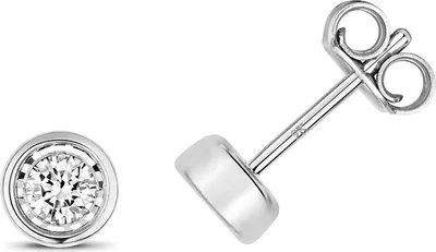 Produktbild von Funkelndes Feuer Klassische 9 Karat (375) Weißgold Diamant Paar Ohrstecker Brillant-Schliff 0.20 Karat H - I1 - 6mm*6mm; TRS353929KW