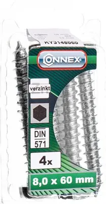 Zdjęcie produktu dla Śruby z gwintem do drewna Connex (6k) 8x60, 4 sztuki, vz - ky3148060