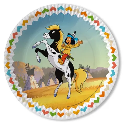 Produktbild von Yakari Partyteller für Kindergeburtstag und Mottoparty, 8 Stück, Durchmesser 23cm