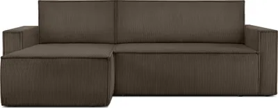 Produktbild von KONSIMO Linke/rechte Ecksofa mit Schlaffunktion mit Armlehnen "NAPI", Braun, Cordstoff, Loft, 246x89x148 cm
