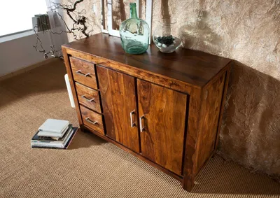 Produktbild von MASSIVMOEBEL24 Sideboard Sheesham 118x45x85 life honey lackiert METRO LIFE #122