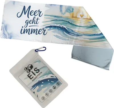 Produktbild von Maritimes Wellenmotiv Eishandtuch - Meer geht immer