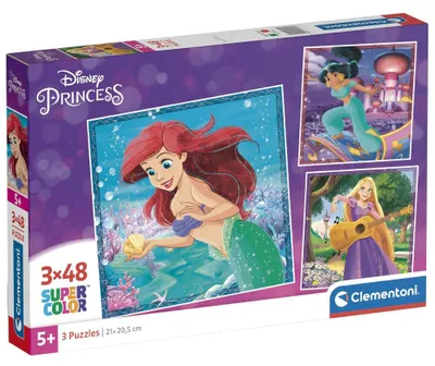 Productafbeelding van Puzzel met Disney Prinsessen, 3 sets met elk 48 stukjes