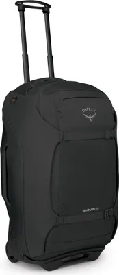 A black Osprey Sojourn wheeled travel pack is shown against a white background.