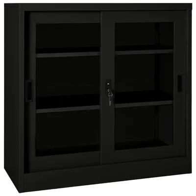 Obrázok produktu pre Skriňa s posuvnými dverami čierna 90x40x90 cm oceľ