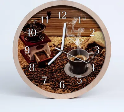 Produktbild von Holzuhr 30fi cm wanduhr - Kaffeebohnen