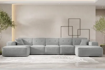 Produktbild von Wohnlandschaft Sofa U-Form CESINA XL in Stoff Ascot Bukla Grau