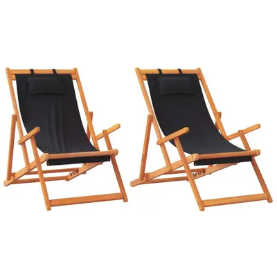 Immagine prodotto di vidaXL Sedie da spiaggia pieghevoli 2 pezzi in tessuto nero