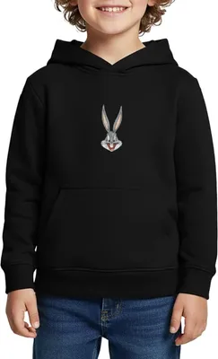 Produktbild von Spreadshirt Looney Tunes Bugs Bunny Kopf Vintage Kinder Premium Hoodie, 122/128 (6 Jahre), Schwarz