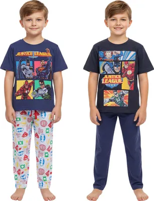 Obrázok produktu pre Justice League Chlapčenské pyžamo s dlhými nohavicami, Batman Superman Flash, sada 2 kusov 104