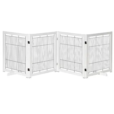 Produktbild von Absperrgitter Hund Freistehend Schutzgitter Füße 305x82 cm Holz Klappbar Treppe