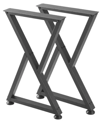 Productafbeelding van Tafelpoten, 740 x 472 mm (H x B). Stalen meubelpoten, modulair ontwerp, eenvoudige montage, maximaal draagvermogen: 1000 kg. Robuust, Z-vormig, geschikt voor bureaus in thuiswerkplekken, salontafels, eettafels, werkbanken. 2 stuks, zwart