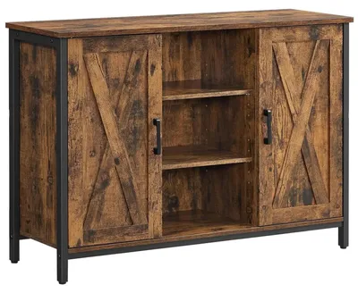 Obrázek produktu pro Komoda – příborník do obývacího pokoje – s otevřenými policemi – 100 x 35 x 70 cm – k sestavení – hnědá