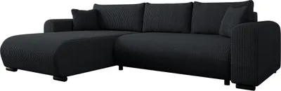 Produktbild von MIRJAN24 Ecksofa Merkos Cord, Wohnzimmer L-Form mit Bettkasten und Schlaffunktion, Holzkonstruktion, Seite universal (Farbe: Poso 135)