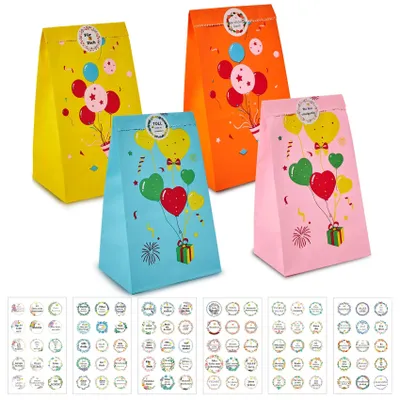 Produktbild von 40 Papiertüten als Geschenkverpackung mit 90 Aufklebern für Feiern