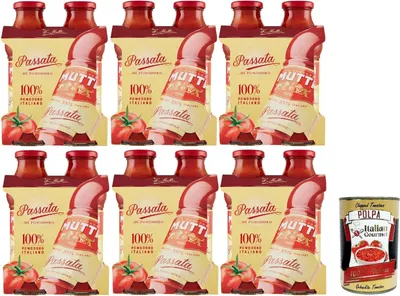 Produktbild von Mutti Passata di Pomodoro, Tomatenpaste Tomaten sauce 100% Italienisch, Tomate 100%, 12x 400g + Italian Gourmet polpa 400g