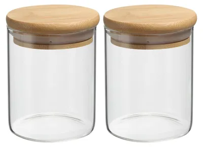 Immagine prodotto di Contenitori in vetro con coperchio ermetico in bambù (set da 2)