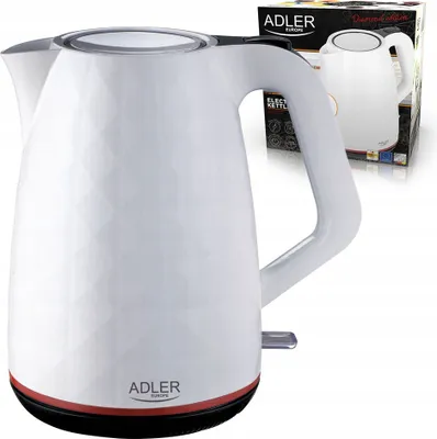 Zdjęcie produktu dla Adler AD 1277 W, 1,7 l, 2200 W, Biały, Plastik, Wskaźnik poziomu wody, Bezprzewodowy