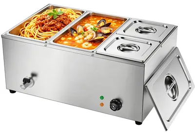 Bain Marie, Edelstahl, 220 V, 4 Töpfe, 1500 W, GN-Behälter